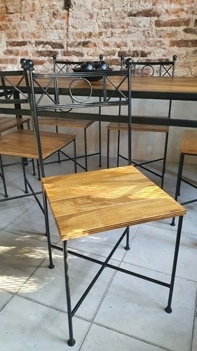 Imagen 3 de 8 de Silla De Hierro Con Asiento Madera Ideal Quincho Exterior