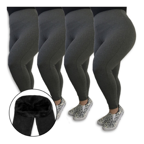 Kit 4 Calças Legging Plus Size Heide Ribeiro Felpada Térmica