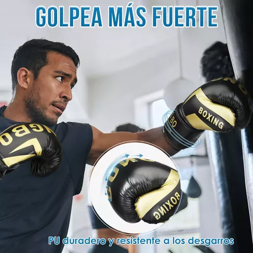 Guantes De Box Para Kickboxing,strap Velcro 14 Oz. Dorado