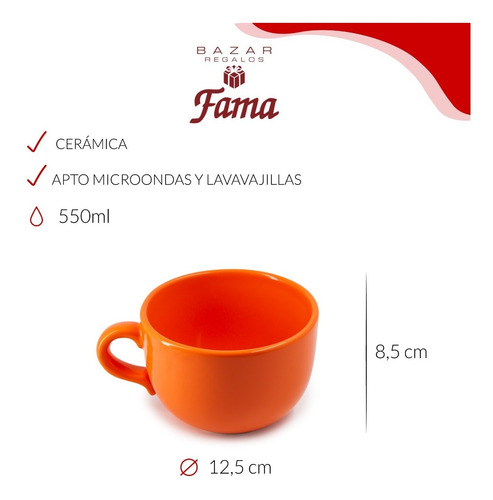 Tazón Cerámica Desayuno 550ml Sopero Colores Unidad Celeste