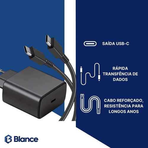 Carregador Usb C 45w Turbo Para Xiaomi Poco F7 Ultra Preto