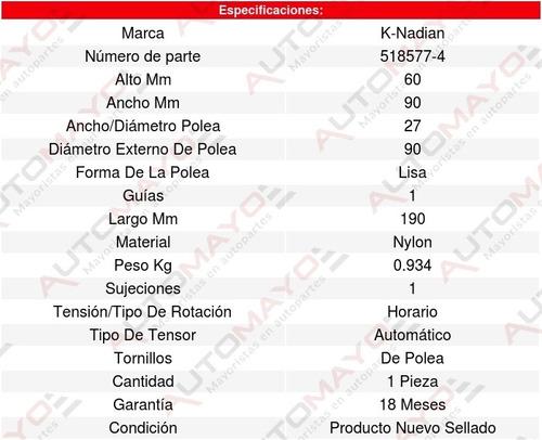 Tensor Accesorios Blazer 8cil 5.7l 08 Al 08 K-nadian 8578280