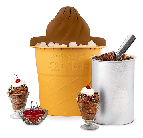 Nostalgia Electric Shirl Cone Ice Creamer, 4 Cuartos, Máquin