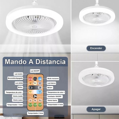 Ventilador De Techo Modernos Con Luz Y Control Remoto 25 Cm 60hz Blanco Blanco Plástico