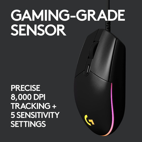 Logitech G203 Wired Gaming Mouse, 8.000 Ppp, Efecto Óptic...