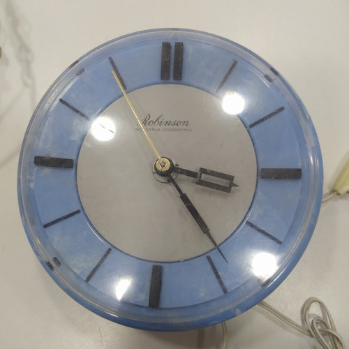 Reloj De Pared Diseño Años 60 Ind Arg Funciona Azul