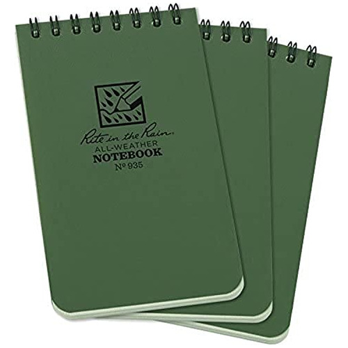 Weatherproof Top-spiral Notebook, 3  X 5 , Green Cover,...