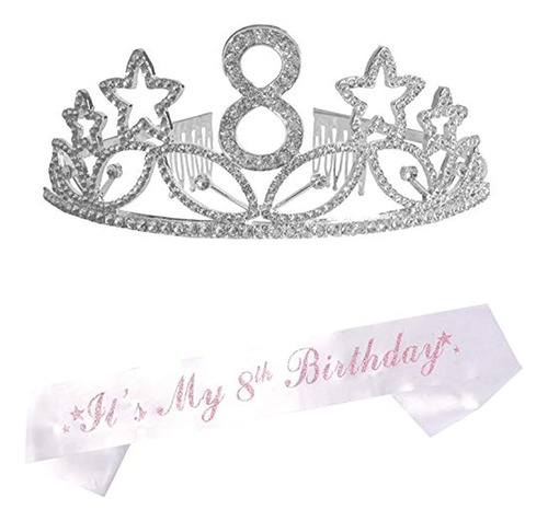 8th Birthday Gifts For Girl, 8th Birthday Tiara And Sash, Ha