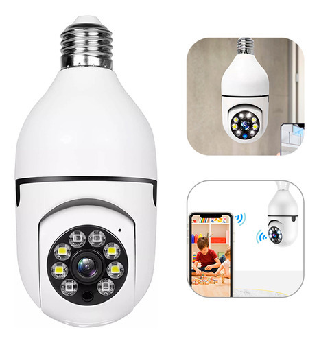 Camera Ip Segurança Lampada 360 Panoramica Espia Wifi V380 Cor Branco