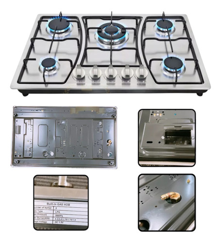 Cocina Encimera De 5 Platos Con Chispero Color Plateado