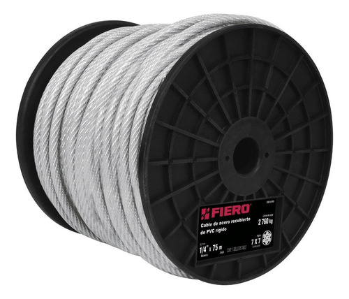 Cable De Acero Recubierto De Pvc, 75m Fiero 44221