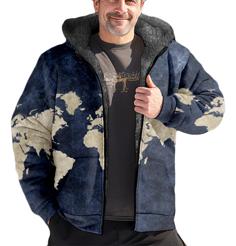 Chaqueta B Para Hombre, Casual, Con Capucha, Estampado Grues