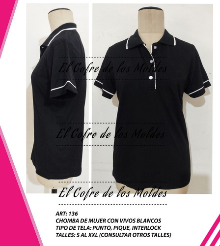 Molde Digital Chomba / Polo Mujer Con Vivos, Talles S Al Xxl