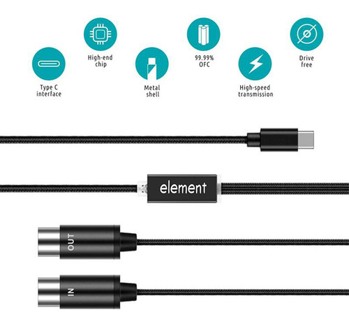Cable Midi A Usb C Tipo C Convertidor Midi Usb Con Indicador