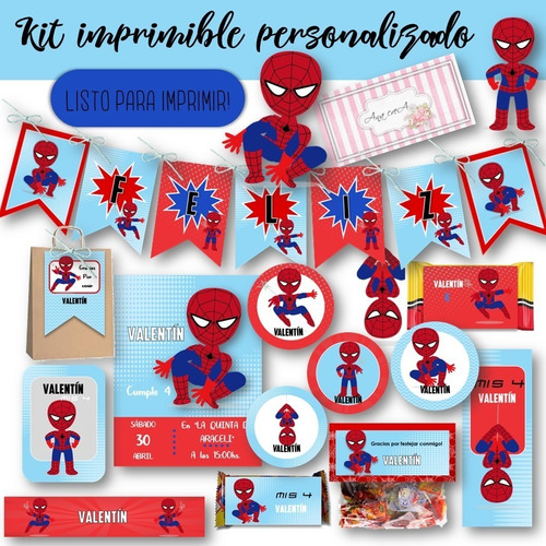 Kit Imprimible Hombre Araña Spiderman Mod.6 Deco Candy Bar