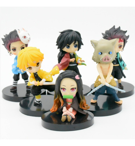 Set Demon Slayer 6pzs 8cm Tanjiro Inosuke Zenitsu Nezuko Sen