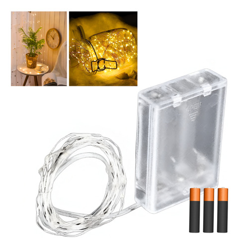 Fio De Fada 30 Led 3metros C/pilhas Luz Branco Quente E Frio