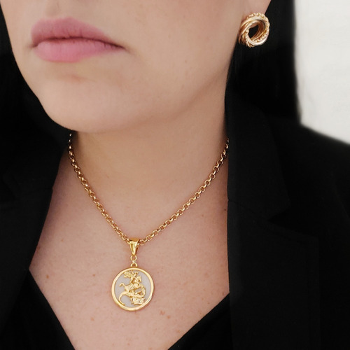 Colar São Jorge Ogum Semijoia Banhado A Ouro 18k Cor Dourado