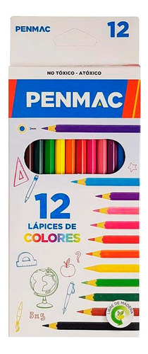 Lapices De Colores Penmac Largos 12 Colores Pack X 2 Uni