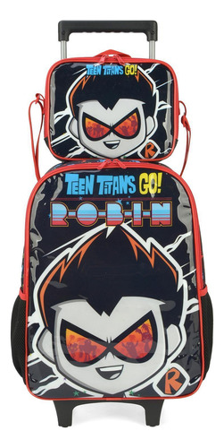 Kit Mochila De Rodinhas Lancheira Luxcel Teen Titans Gopreto