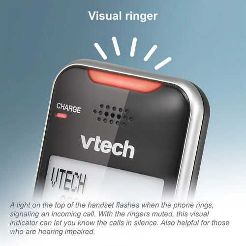 Vtech Vs112-2 Dect 6.0 Teléfono Inalámbrico Bluetooth 2 Para El Hogar Con Contestador, Bloqueo De Llamadas, Identificador De Llamadas, Intercomunicador Y Conexión A La Celda (plateado Y Negro)