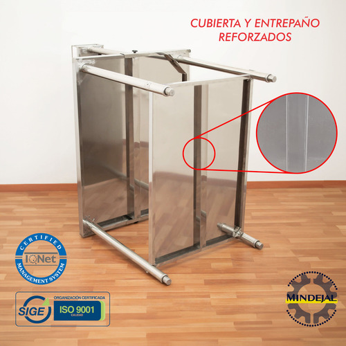Mesa De Trabajo Barandal 110x80x86cm 100% Acero Inoxidable