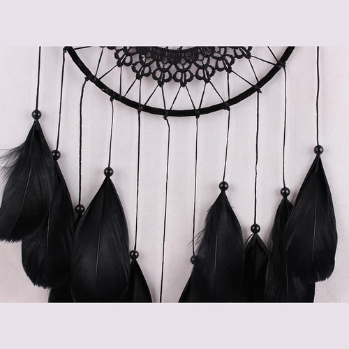 Set 2 Atrapasueños Negro Y Blanco Colgantes Con Plumas