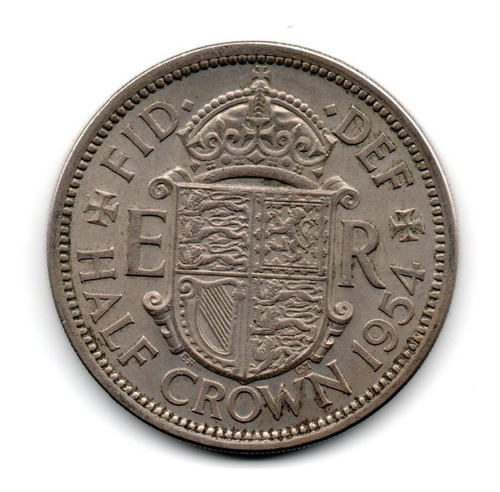 Inglaterra Gran Bretaña Moneda 1/2 Corona Año 1954 Km#907 Xf