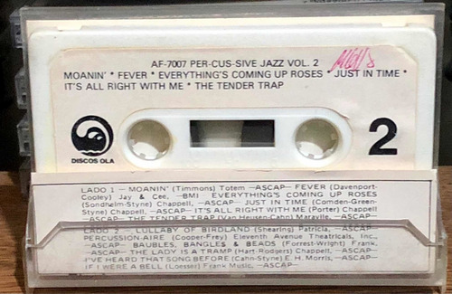 Cassette Per-cus-sive Jazz Vol. 2. 1961. Nacional (Usado)