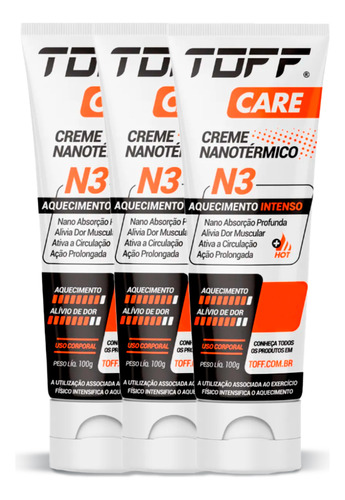  Combo Toff Care 3x Creme Nanotérmico N3 100g Intenso - Toff