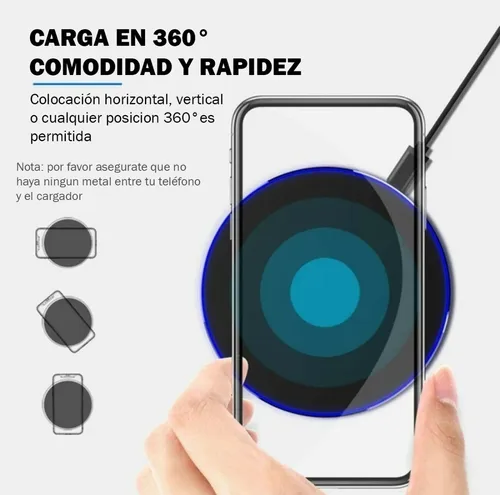 CARGADOR INALÁMBRICO CELULAR RÁPIDO 10W PARA IPHONE SAMSUNG LG HUAWEI