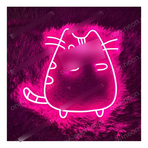 Letrero Led Neon Gato Gordo Kawaii Alto 50cm Luminoso
