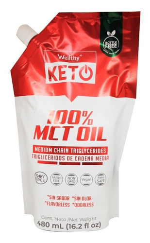 Imagen 1 de 8 de Wellthy Keto Mct Oil Aceite Mct 480ml Se