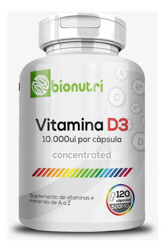 Vitamina D3, 10 000 UI por cápsula, 500 mg, 120 cápsulas, sabor completo sin sabor