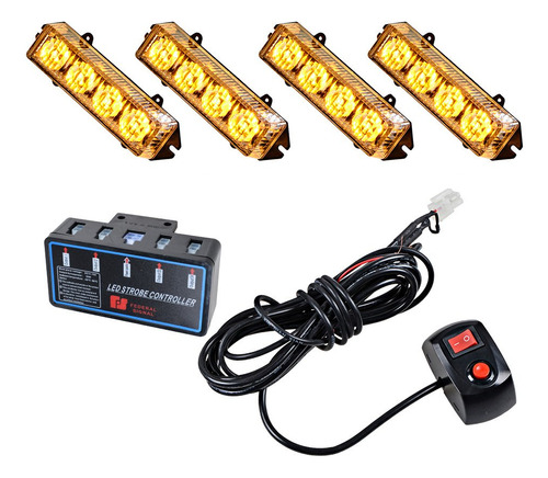 Depot Kit 4 Barra Luz Intermitente Estroboscopica 4  Led 12