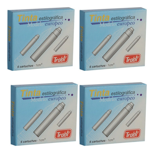 Cartucho De Tinta Para Bolígrafos Trabi Europeo Corto Azul - Pack De 6 Unidades Tinta Color Azul