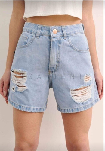 Short Mom De Jeans Overside Rigido Mujer 