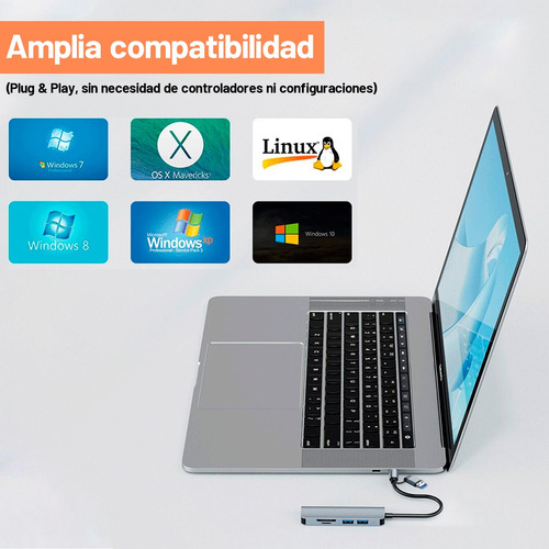 Adaptador Usb C Hub Tipo C Multipuerto 5 En 1