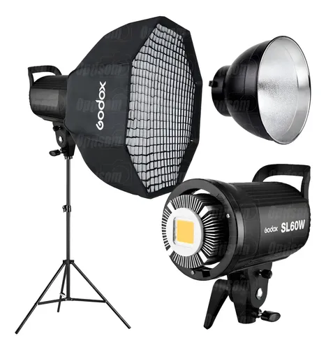 Kit Iluminador Led Godox Sl60 Com Octabox 95 Grid E Tripé