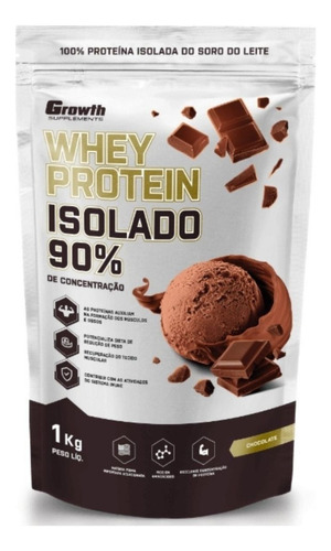 Suplemento em pó Growth Supplements  Whey Protein Isolado proteínas Whey Protein Isolado sabor  chocolate em sachê de 1000g