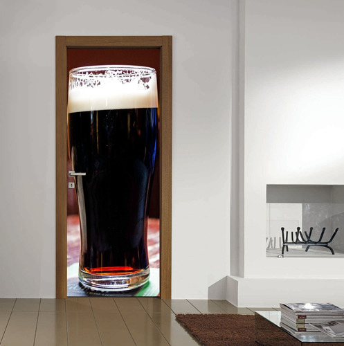 Vinilo Para Puerta Cerveza Copa Trago Bebida Vinilo Deco M4