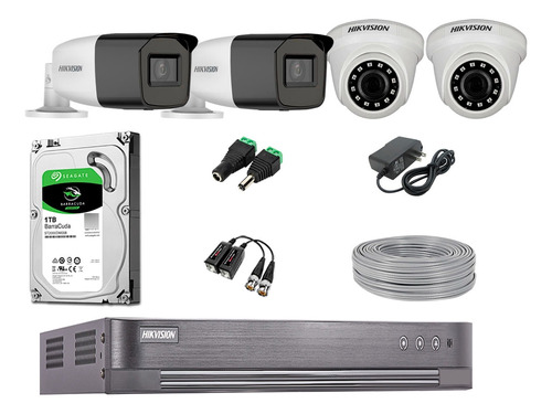 Cámaras Seguridad Kit 4 Hikvision Full Hd 1tb 40m Varifocal