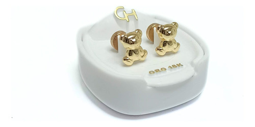 Aros Abridores Oro 18k Bebé Ch Eco Oso Grande Ch760