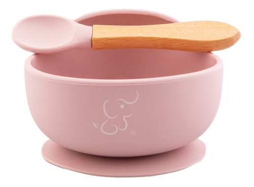 Set Papubaby De Babero, Bowl Y Cuchara De Silicón Para Bebés Color Rosa pastel