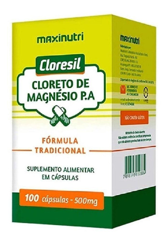 Cloreto De Magnesio Cloresil 100cps 500mg Maxinutri