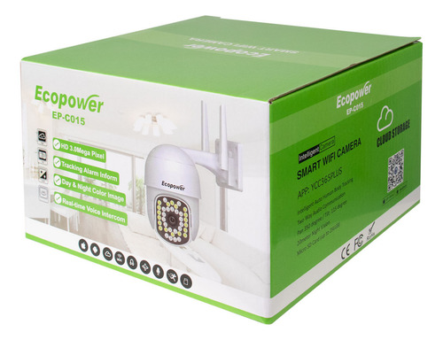 Câmera De Vigilância Ip Ecopower Ep-c015 Hd Wifi 3mp 1080p Cor Branco