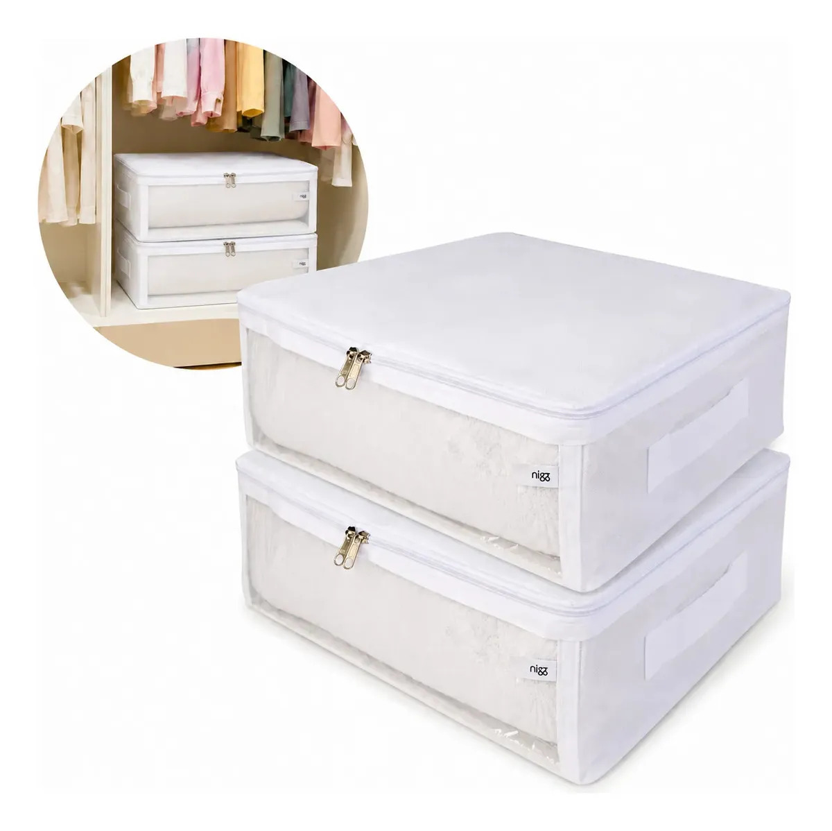 Saco Organizador Multiuso Closet Roupa Cama Mesa Banho Branco