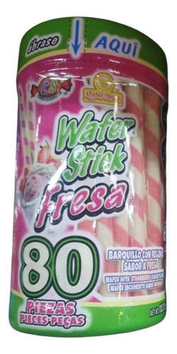 2 Wafer Stick Fresa 80 Pz C/u Barquillo Relleno Sabor Fresa