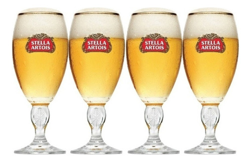 Taças Stella Artois Caliz o Copas Caliz tulipa de 250mL cor transparente4 unidades
