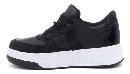 Imagen 3 de 6 de Zapatillas Cuero Combinada Urbanas Sneakers Plataforma Mujer